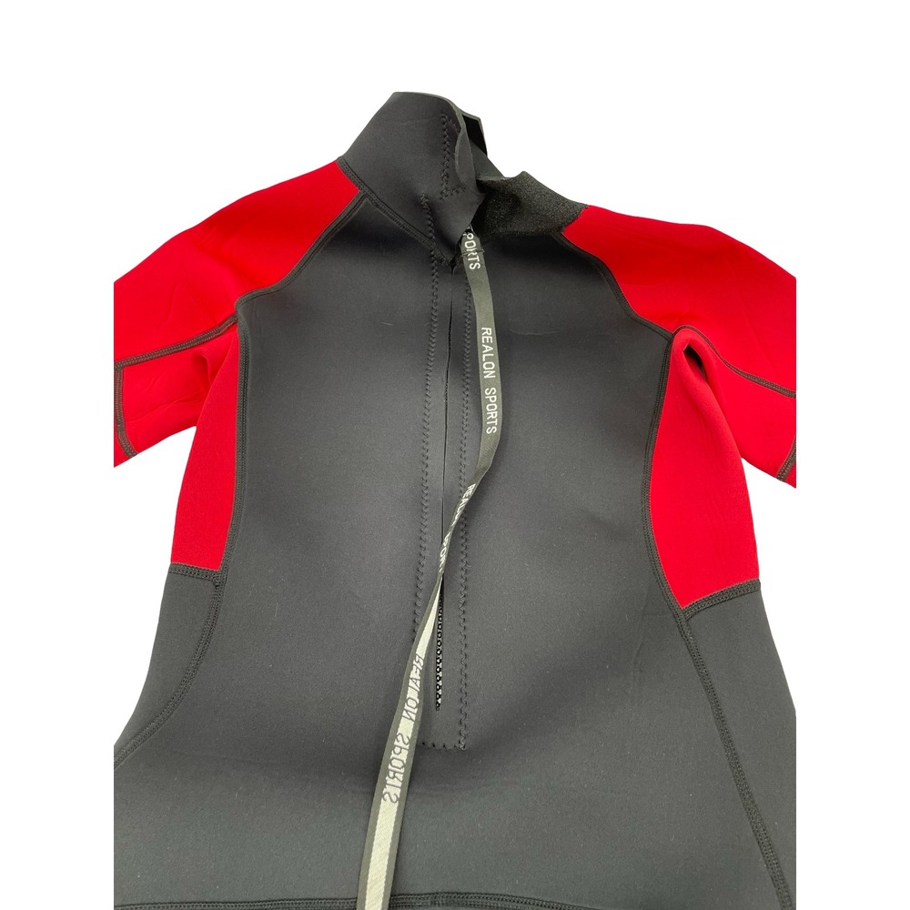 Realon Mens Wetsuit Full Body Scuba Diving Suit Black Red Neoprene Small